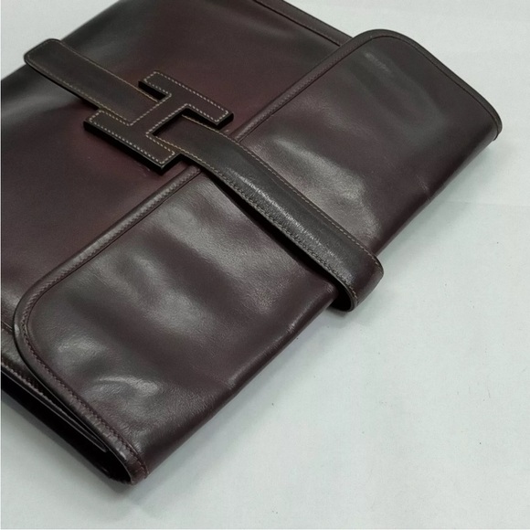 Hermes Bordeaux Leather Clutch Jige GM - Picture 5 of 14